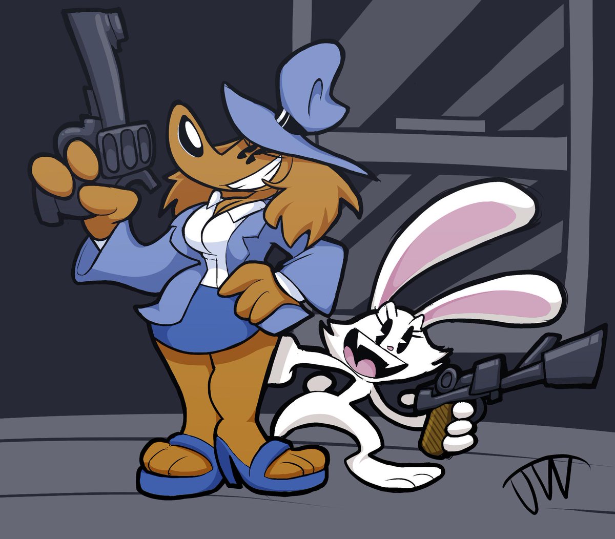 Colored version of the Patreon R63 Sam and Max sketches. 