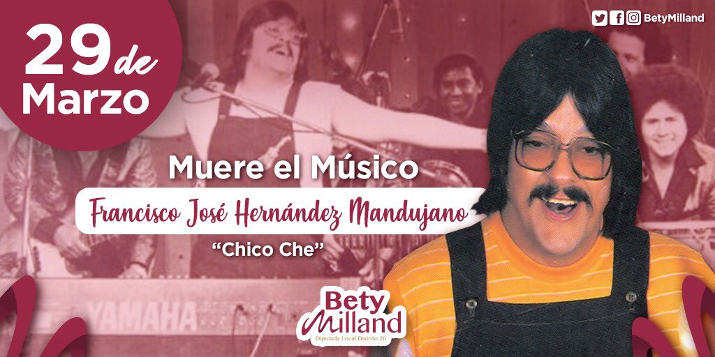 BetyMilland's tweet photo. #UnDiaComoHoy pero de 1989, falleció Francisco José Hernández Mandujano, mejor conocido como “Chico Che”, a los 43 años de edad por un derrame cerebral. Durante su carrera, grabó 45 Discos LPs, participó en 4 películas, ganó 3 discos de oro y varios de Platino. ¡Orgullo Nacional! https://t.co/PLZdZOFivZ