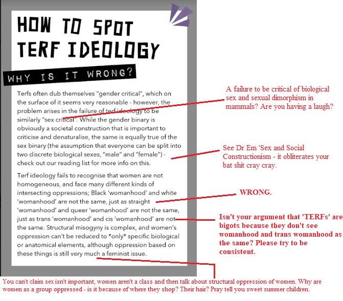 PankhurstEM's tweet image. Thread 
1. Look at this mind drivel from @Cambridge_Uni 's Women's Society, it would be funny if it wasn't so totalitarian and sad. Even has the @CUSUonline logo on it. I'm only starting with my red pen but need to take a break from this hokey.