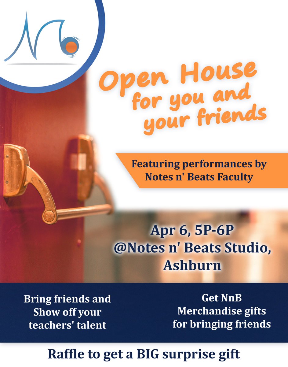 NotesNBeats's tweet image. From Classical to Pop to Korean to Bollywood on Pianos, Guitars, Drums and Voices, Notes n' Beats faculty is performing for you!
Don't miss the give aways for kids, Coldstone gift cards, Raffle Gift worth $75!! Cupcakes too!

notesnbeats.com/openhouse2019