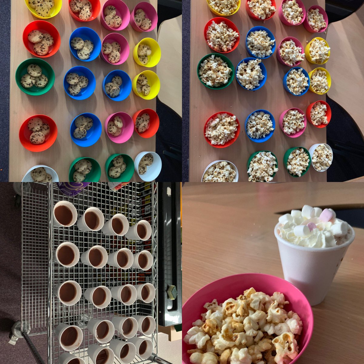 stclementsp2's tweet photo. Enjoying our end of term treat. Hot chocolate with whipped cream and marshmallows, accompanied by a popcorn surprise! 🍿 Well done to all the boys and girls for working so hard and filling the mug full of marshmallows! Happy holidays! 🤪🎉🥳 https://t.co/PWrE5K40OQ