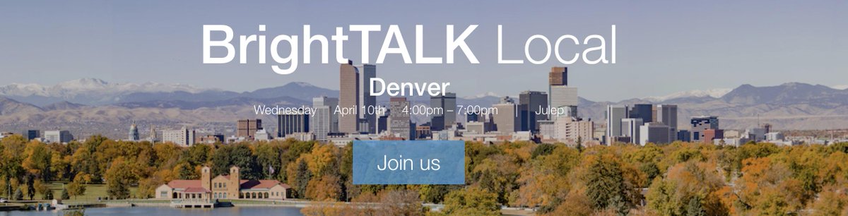 SamHerndon1's tweet photo. Denver Marketers! Join @BrightTALK at Julep on Wednesday, April 10 for BrightTALK Local. Hear from a panel of local marketers over food, drinks and networking: https://t.co/Ks9so39jtB https://t.co/qPs6N5wl6w