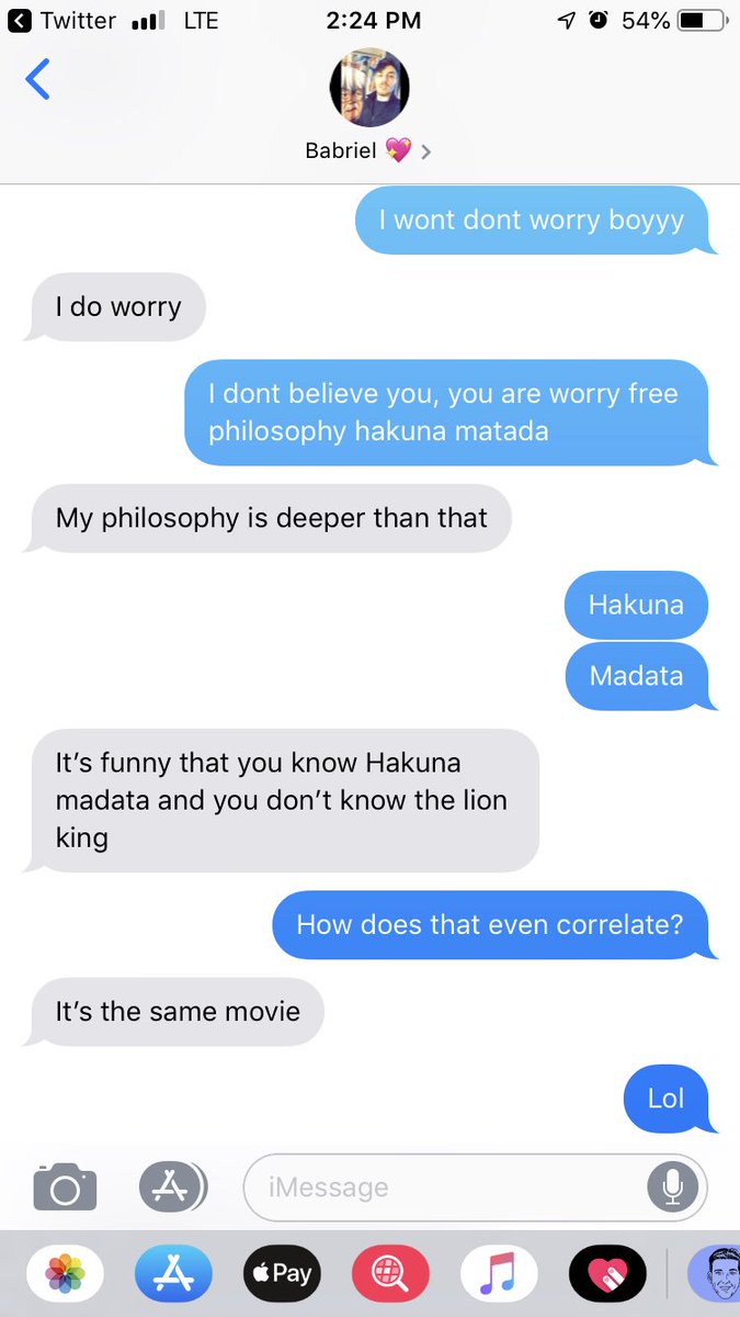 TFred56's tweet photo. I lied to my boyfriend and told him I’ve never seen nor heard of The Lion King. And EVEN though I told him it was a joke, he cannot believe I’ve never seen the Lion King (ignore the spelling mistakes on Hakuna Matada) https://t.co/xs9BpP1jEz