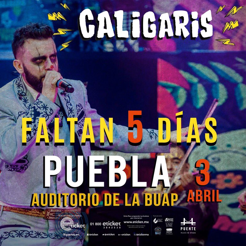 FestCentralMx's tweet photo. #PUEBLA estamos a 5 días de que @LOSCALIGARIS se presenten en @ccubuap los boletos están disponibles en @eticket https://t.co/35uOzJW5Wr