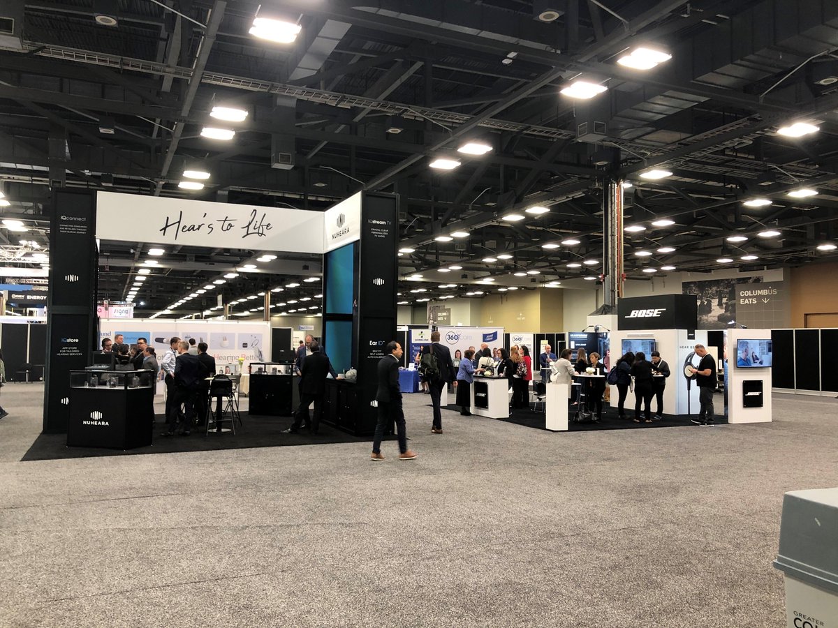 Great to see our friends from Australia, #Nuheara , making a statement at #AAAConf19 The booth turned out great and we enjoyed working with their team! #hearinghealth #tradeshowdisplay