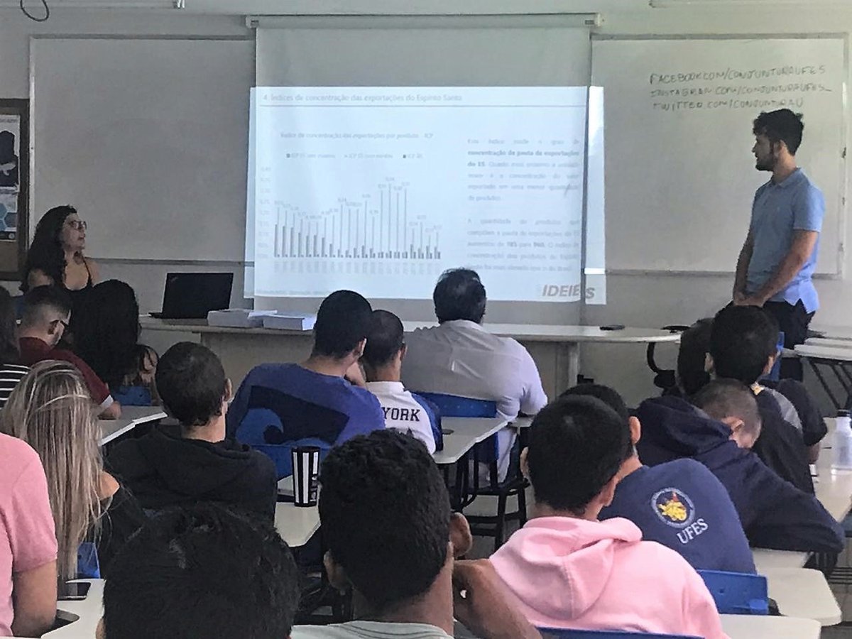 Observ_Findes's tweet photo. #TimeIdeies com alunos do grupo de @ConjunturaU da @ufesoficial para uma palestra sobre Exportações do Espírito Santo (1997-2017): concentração, vantagens comparativas e perspectivas. #Ideies #ComércioExterior #EstudosEspeciais
➡Confira artigo completo: https://t.co/dnFnY0AEkV https://t.co/fW0byzljhK