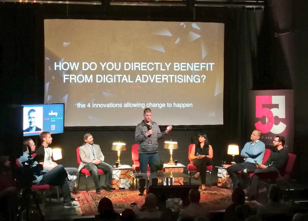 CEO <a href="/JonGillham/">Jon Gillham</a> speaking at <a href="/Collingwood5x5/">Collingwood5x5</a> this afternoon for #BLADE launch day! #adtech #blockchain #crypto