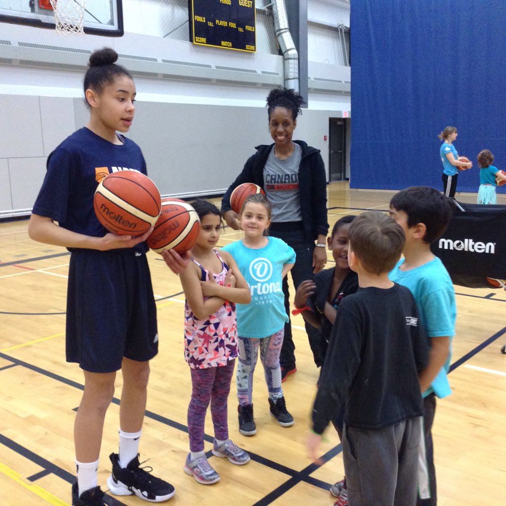 CanBball's tweet photo. Earlier this week, some of our 🇨🇦🏀 players and staff stopped by @ortonagym camp to help grow the game of basketball in @CityofEdmonton. #WeAreTeamCanada https://t.co/riZKXmbvoH