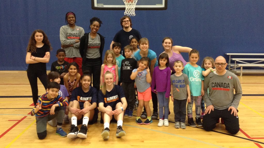 CanBball's tweet photo. Earlier this week, some of our 🇨🇦🏀 players and staff stopped by @ortonagym camp to help grow the game of basketball in @CityofEdmonton. #WeAreTeamCanada https://t.co/riZKXmbvoH