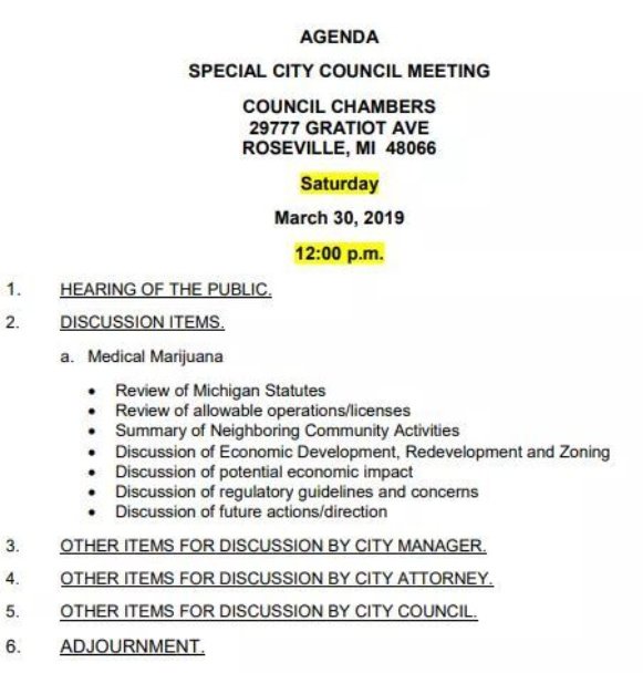 HunterGreenCG's tweet photo. Special City Council Meeting In Roseville
Council Chambers
29777 Gratiot Ave
Roseville, MI 48066
Sat. March 30 2019 @ 12PM
.
.
.
.
#cannabis  #cannabisindustry  #cannabislaw  #marijuana  #medicalmarijuana  #cannabiscommunity  #cannabisculture  #Michiga... https://t.co/pNYaSYoqVW
