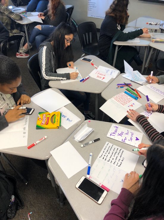 RedCrossRPHS's tweet photo. The Red Cross Club had an amazing time making thank you cards for Marines, can’t wait to do it again! @RPHS_Panthers https://t.co/nfT4lAAIjG