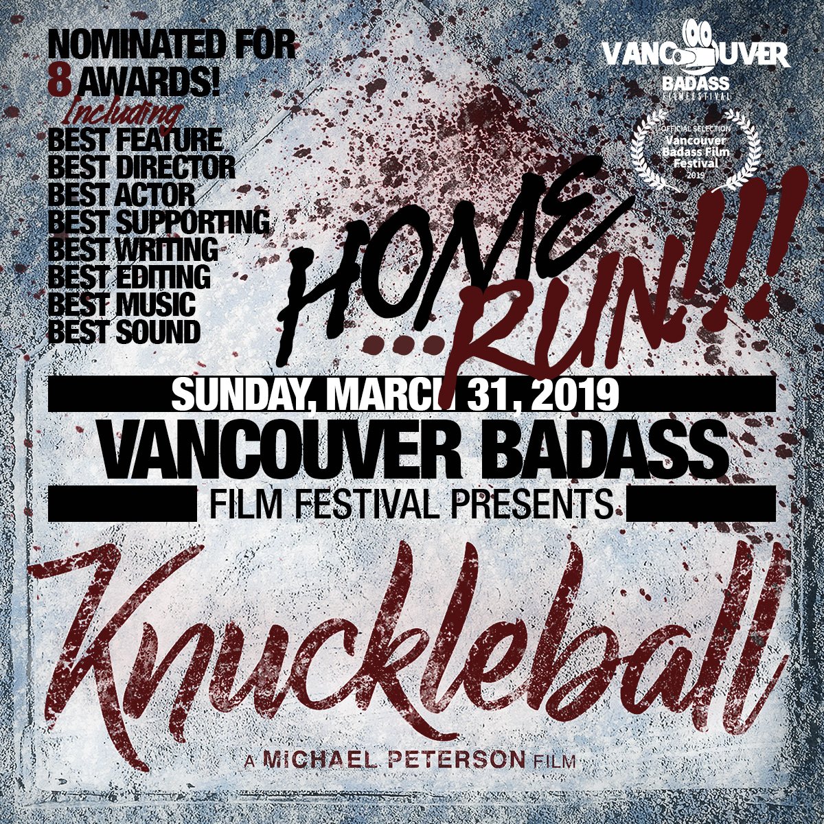 kBallMovie's tweet photo. KNUCKLEBALL screens this Sunday night at The Vancouver Badass Film Festival and is nominated for a total of 8 awards! @VBASFF https://t.co/9EJAeLHkmS