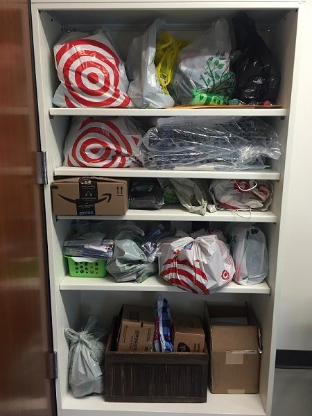 My service-learning #marketing students are helping local food pantry Sowing Seeds for Life. A wonderful problem: running out of office space for care package donations! #CommunityEngagement <a href="/calpolypomona/">Cal Poly Pomona</a>