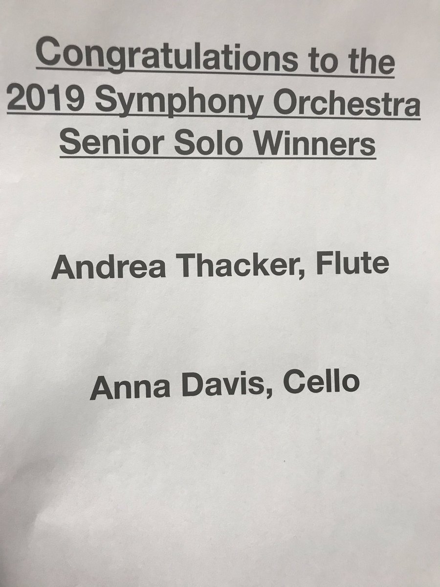 MentorStrings's tweet photo. Always a great, and also really tough day....here are your 2019 Orchestra Senior Soloists!!! Come here their performance May 1 at 7PM in the FAC #onceacard https://t.co/wH5LKHcK1O