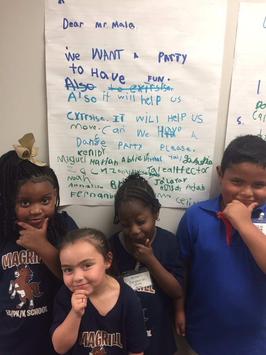 Magrill_AISD's tweet image. Persuasive Writing in action! Ms. Sanchez’s classes persuaded the Principal to let them have a Dance Party! #Allin4Aldine #FunInLearning
