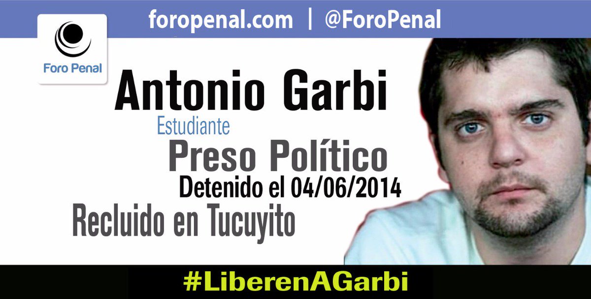 ForoPenal's tweet photo. Antonio Garbi: privado de libertad por motivos políticos desde el 04/06/2014
#LiberenAGarbi
#QueSeHagaJusticia https://t.co/s31k5YFuld