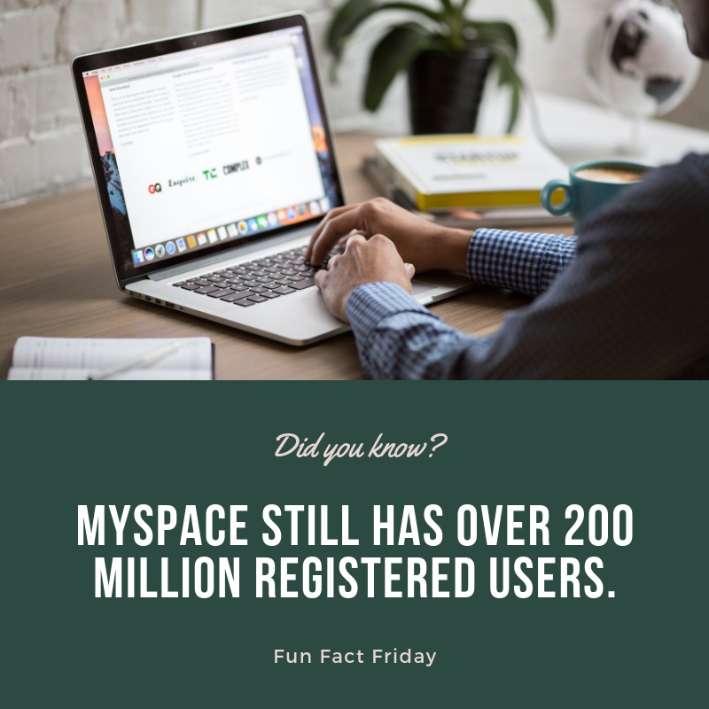 BCCChicago's tweet photo. Remember MySpace? It still has over 200 million registered users. Even more mind-blowing is the fact that, despite a massive data loss during a recent sever migration, the site still has over 50 million daily active users. #FunFactFriday #MySpace https://t.co/0euncCc7KJ