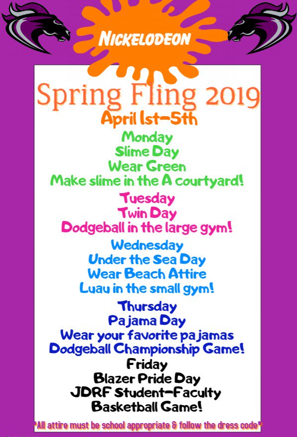 ms_fennell's tweet photo. Spring Fling kicks off next week Blazers!!! See you in your green on Monday! 💚🍀 #Nickelodeon https://t.co/08opKNNWUY