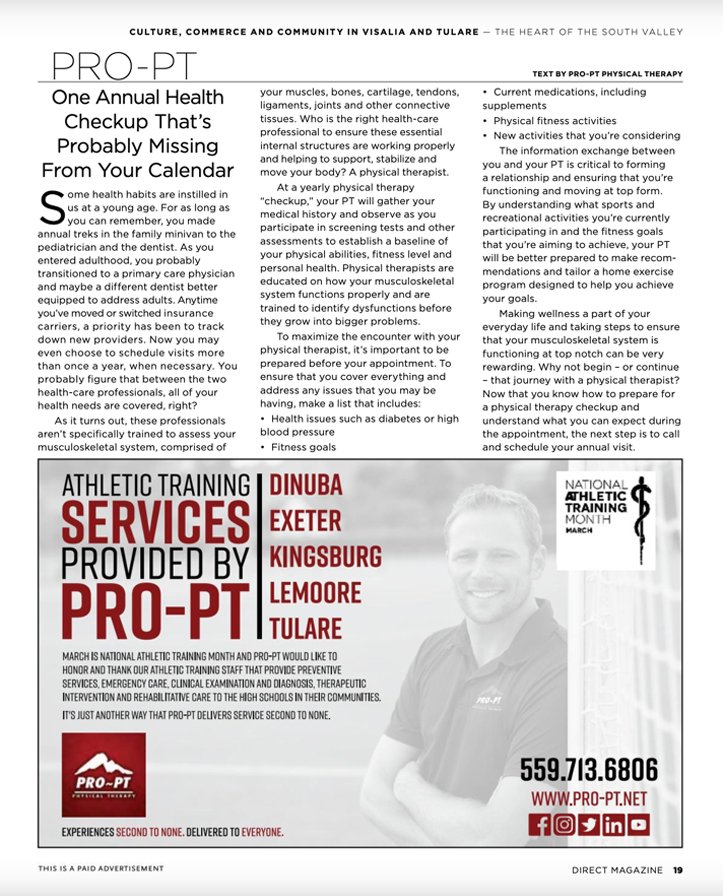 PRO-PT specializes in the evaluation and treatment of orthopaedic injuries, sports related injuries, spine conditions, post-surgical care and balance and fall prevention programs. #proptproud