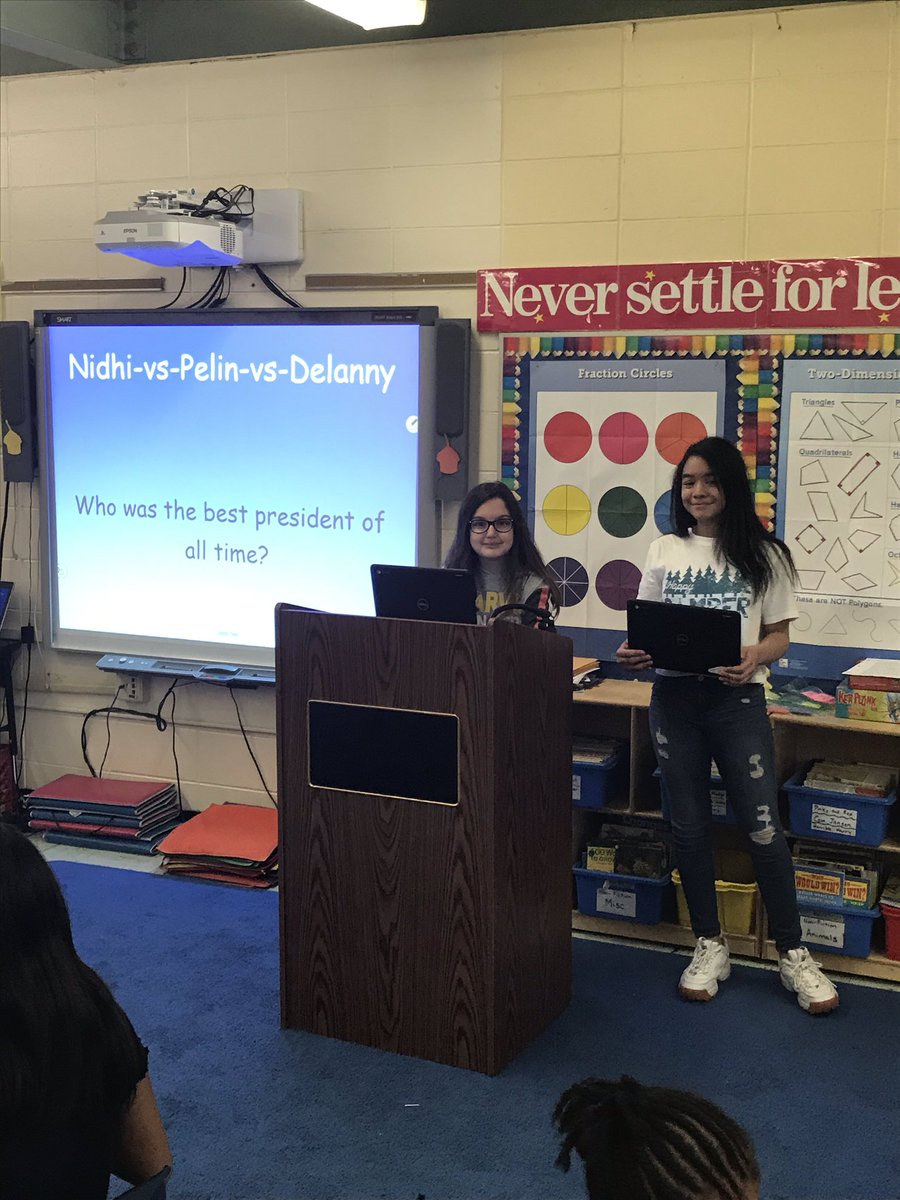 Mr_M_Teaches's tweet photo. The perfect way to end our persuasive unit. I had the students debate some hot button issues. They did amazing! #MrMteaches #WhyLP #TrueNorthBrunswick Is Fortnite bad for you? Who was the best president of all time? https://t.co/TrMMPZfPHj