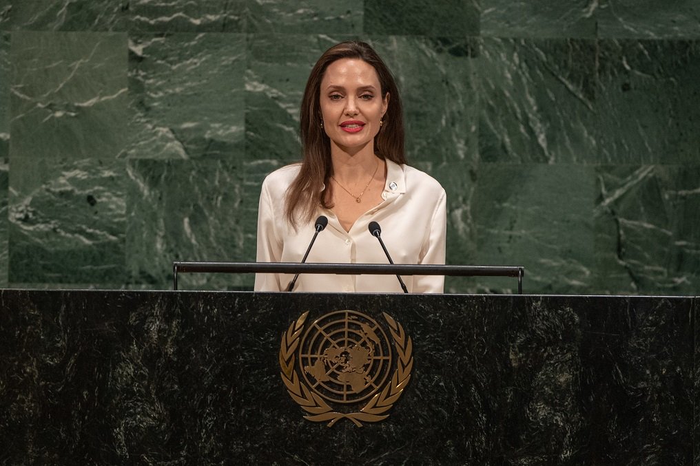 UNPeacekeeping's tweet photo. "@UN missions often represent the last &amp; only hope for millions of people facing daily threats to their safety &amp; basic rights. ... it is in the hands of the gov'ts you represent to enable peacekeeping to live up to its ideals &amp; needs of our time." 
—Angelina Jolie #PKMinisterial https://t.co/cjYVlSavk5