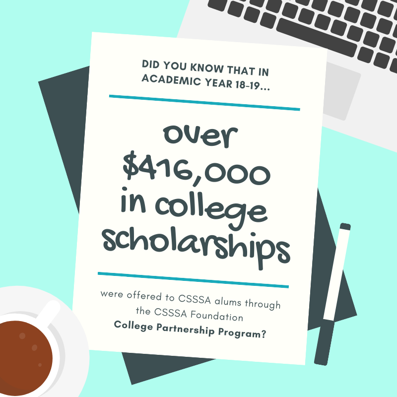 RealCSSSA's tweet photo. The CSSSA Foundation College Partnership Program helps #CSSSA alumni earn exclusive college scholarships (over $416,050 last Spring๐ผ๐ฐ)! For a full list of our college partners, visit https://t.co/G5G7dhpsDn #csssa2019 #csssagrad #csssaalumni #csssaalum https://t.co/Vyf66g5bNU