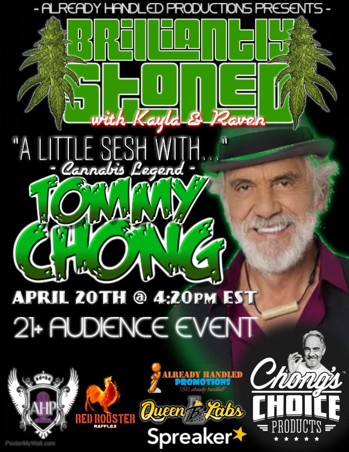 IASLHH's tweet photo. It's OFFICIAL!!!!! The "Brilliantly Stoned with Kayla &amp; Raven" team have "A Little Sesh With..." Cannabis Legend @heytommychong !!!! https://t.co/341p9CpMqs