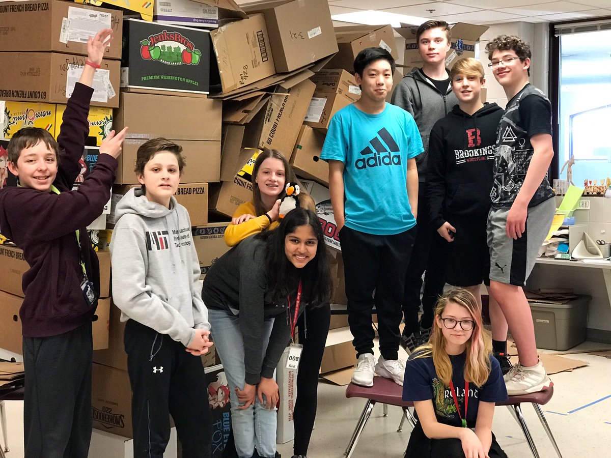 uranium4496's tweet photo. We get excited when we find boxes "in-house" that can be used for our Design Challenge projects! Attempting to organize. #cardboard #endlessideas #morefoldinglesstape https://t.co/5ECuJ3GdKB