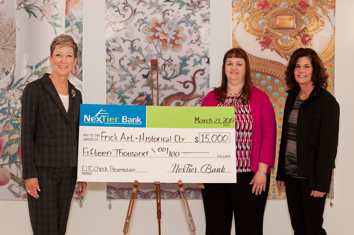 NexTier's tweet photo. The #travelingcheck has been making the rounds about town. On March 21st we had the privilege of visiting The Frick Pittsburgh . #EITC #nextierbank #communityfirst
Pictured: Judith O'Toole,The Frick Pittsburgh; Margie Kovach,NexTier Bank; and Missy Crocker,NexTier Bank https://t.co/o4oTdBhn72