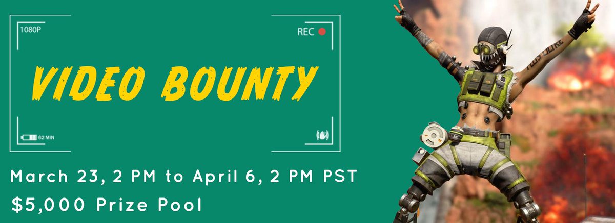 OfficialDLive's tweet photo. 📹 The Video Bounty for #ApexLegends is still open with up to $5000 prize pool!

Create videos using #DLive stream clips about Apex Legends and post it on #Youtube. 

The top uploaders by April 6, 2PM will be awarded prizes. 🌟

🔗 https://t.co/nw12J8cKUy

#ApexOnDLive #DLiveTV https://t.co/pmfJKxBIqh