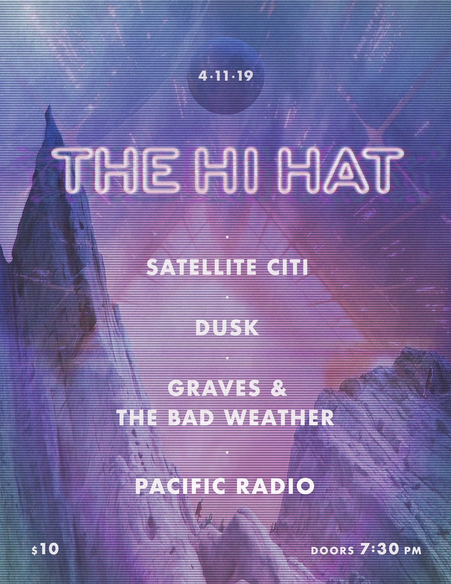 theHiHatLA's tweet image. 🎉 JUST ANNOUNCED 🎉 @SatelliteCiti will be at the Hi Hat THURS APRIL 11 with pals Graves &amp;amp; The Bad Weather and DUSK. Grab your tickies → eventbrite.com/e/satellite-ci…