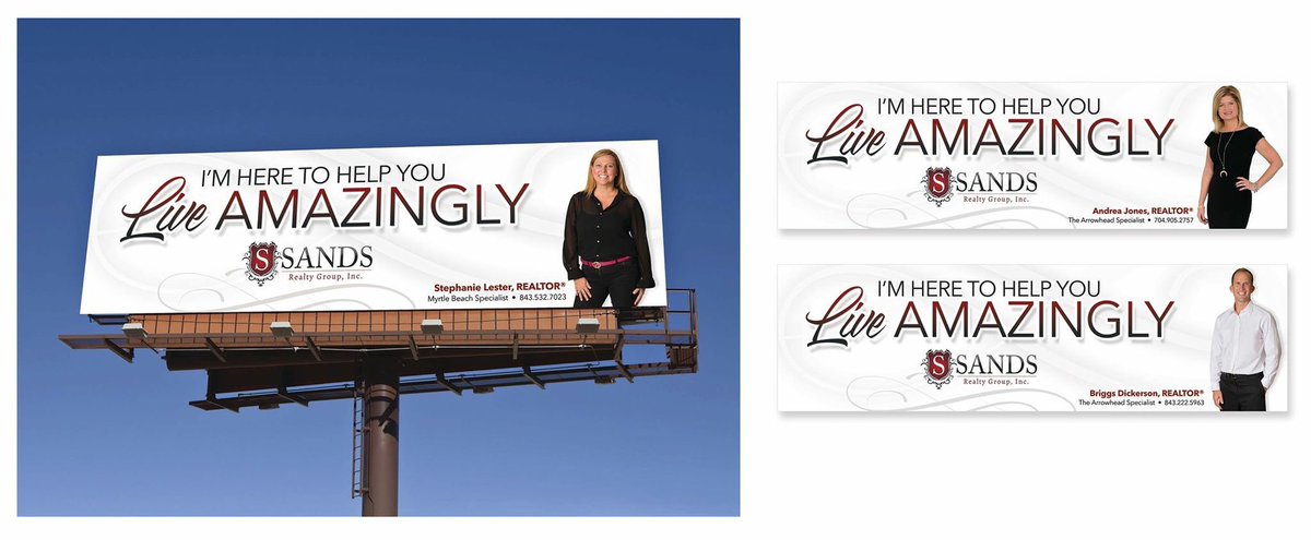 73_deville's tweet image. You can't miss these beautiful digital billboards around town! They're the latest addition to our "Live Amazingly" campaign for Sands Realty in Myrtle Beach. We think they're, well, pretty amazing. 
sands-realty.com