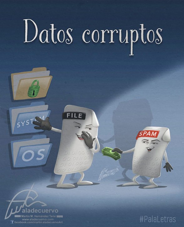 aladecuervo's tweet photo. "Datos corruptos" en el "PalaLetras de hoy" 😀
Excelente fin de semana a todos!! #AlaDeCuervoIlustración #PalaLetras #HumorGrafico #DatosCorruptos https://t.co/RNcHO92Dvy https://t.co/aoEI2VHEuj