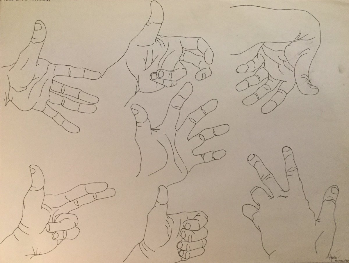 drawnbybon's tweet photo. Blind contour hand studies. Charcoal pencil on newsprint, 18 x 24 in. #traditionalart https://t.co/6Gt3mgLZzy