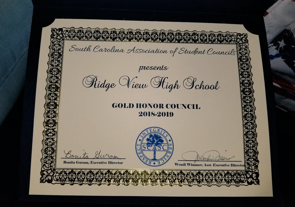ms_fennell's tweet photo. @RidgeViewStuCo is spending the weekend at @SCarolina_StuCo's Convention!! So proud of these leaders as they run for offices &amp; collect awards! 💁🏽‍♀️🙌🏽💜 #GoldHonorCouncil 🏆 https://t.co/y72wyaPUXJ