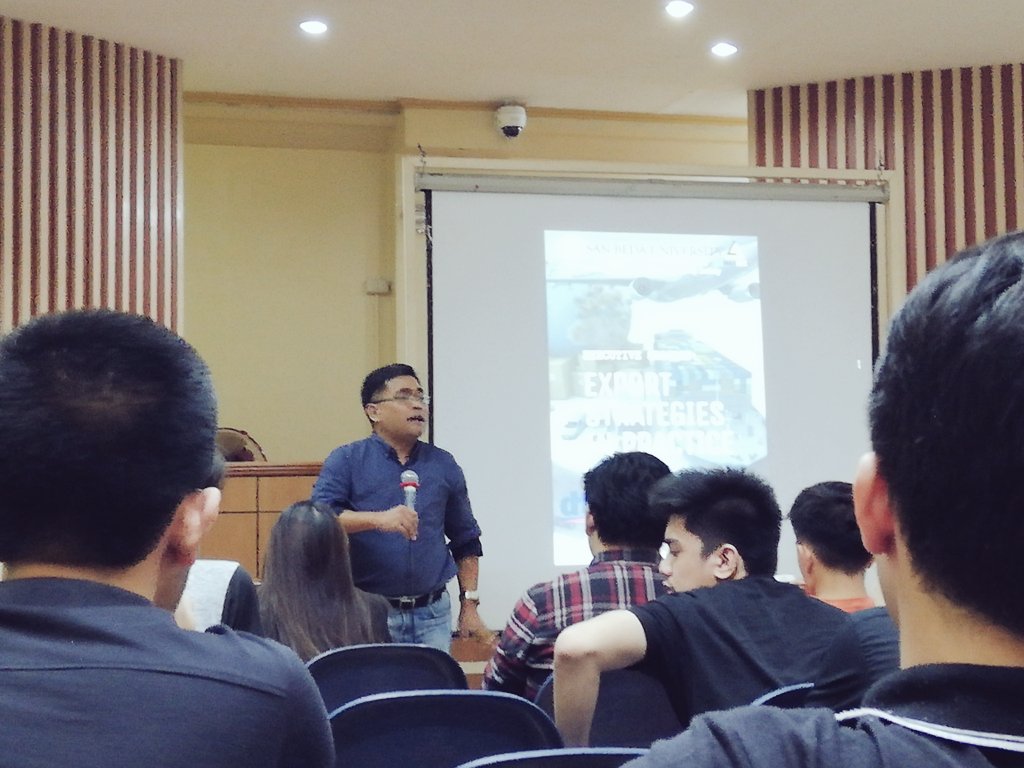 ManSocSanBeda's tweet photo. Our Speaker Sir Eutemo B. Cabilin talks about his export management experience https://t.co/PymkE89ztE