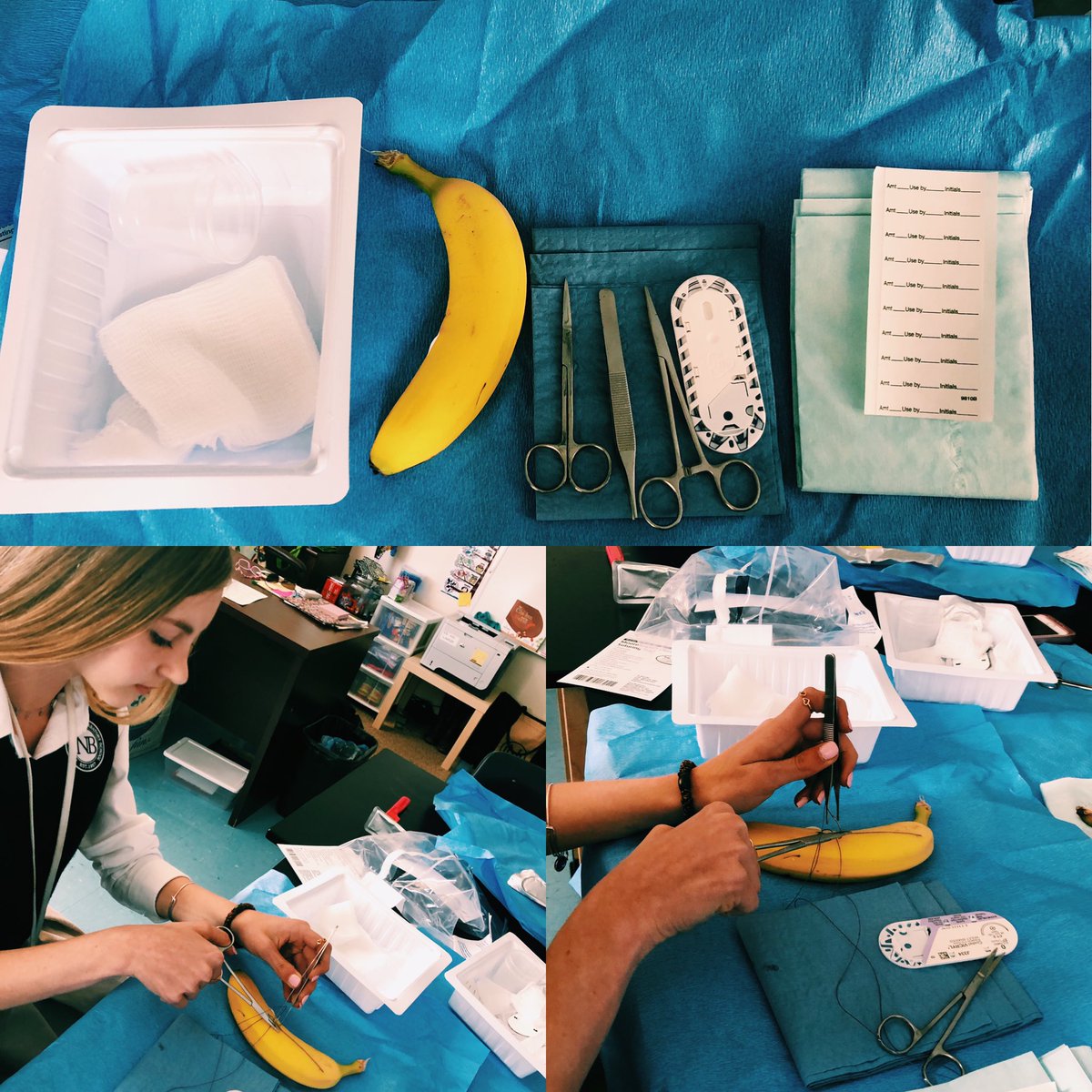 Such an amazing experience suturing bananas today, in a very special Pre-Med meeting.Thank you so much Dr. Gelb for this amazing experience! ⁦<a href="/NBPSEagles/">North Broward Prep</a>⁩ #NbpsPreMed