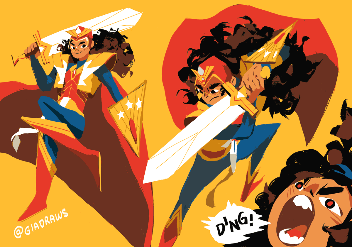 swooshy cape. swooshy hair.