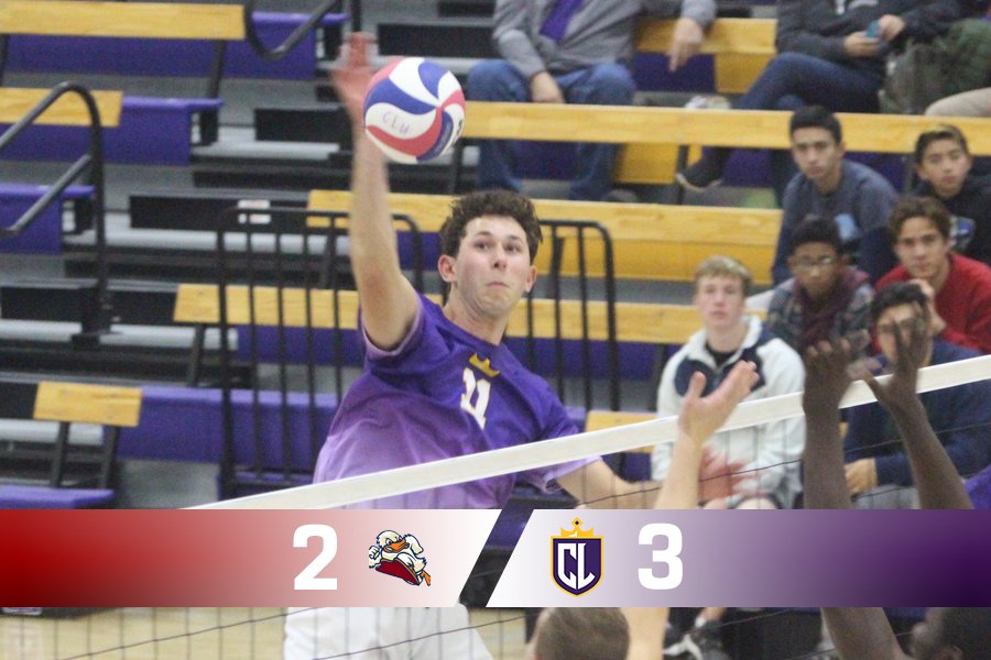 CLUSports's tweet photo. UPSET alert! @CLUmVolleyball got its first top-10 win in program history as the Kingsmen took down No. 4 Stevens, 3-2! 

Dietrich (pictured) tallied 15 kills and Reina and Stewart both added 14 more! 

Recap: https://t.co/h3fyNKN8Tb 

#GoKingsmen #CLUsports https://t.co/uf7kwLlKOd