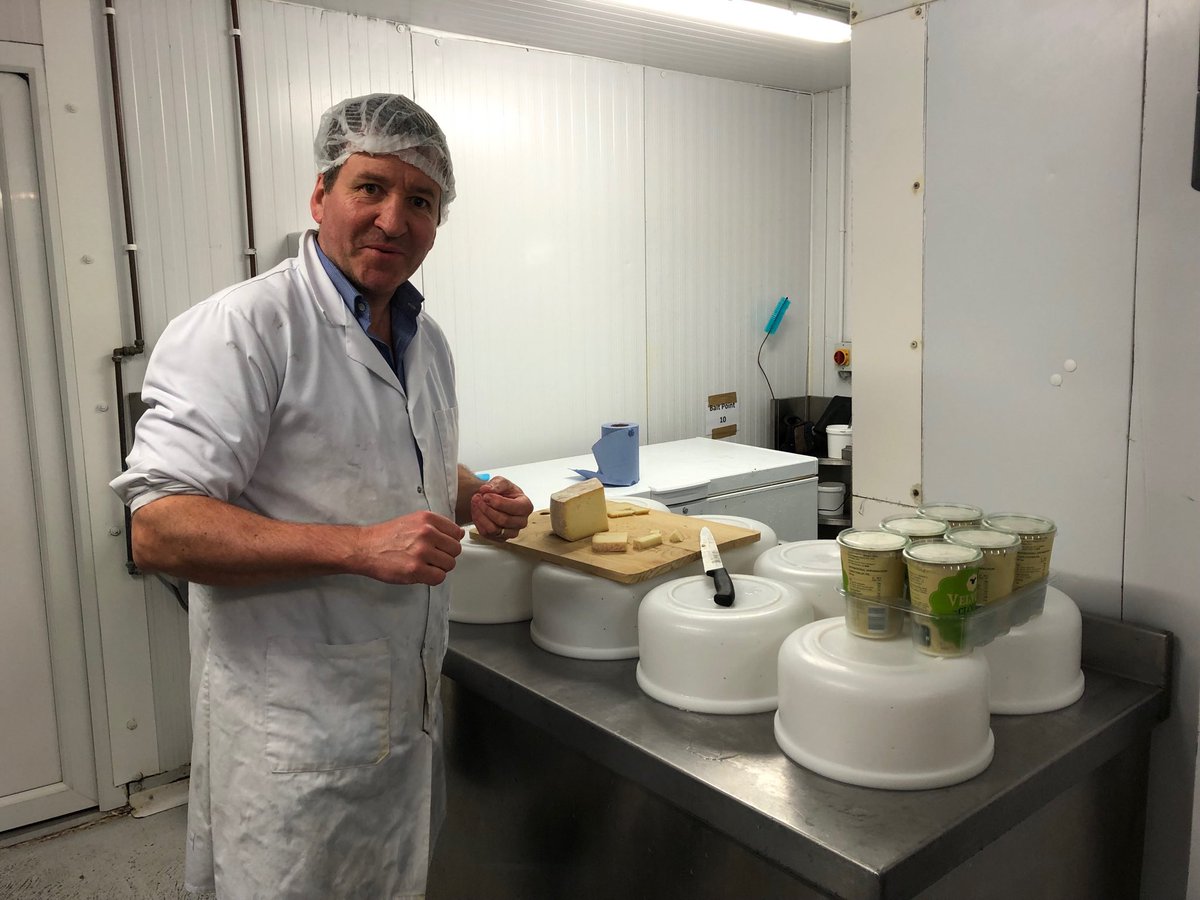 mogahan's tweet photo. Got to visit Michael and Aisling @VelvetCloud_ie sheep’s milk yogurt today. What a bonus to witness some cheese making AND get to sample some finished product! 🐑 🧀 #handmade #artisan #passion #personality @Bordbia @MusgraveMPlace #foodserviceacademy https://t.co/WcmgXpdDsB