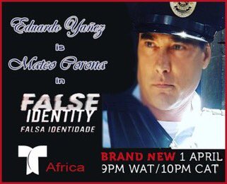 TeamYanezUSA's tweet image. Don’t miss @LaloYanezLue as #MateoCorona in the premiere of #FalseIdentity (#FalsaIdentidad) Monday April 1, 9pmWAT/10pmCAT #TelemundoAfrica #Africa