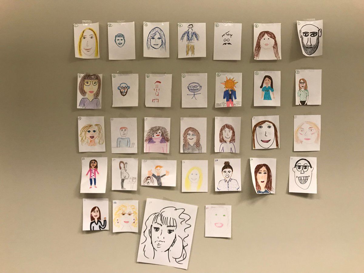 kochcomm's tweet photo. Our self-awareness soirée caps off a month of focus on this company value. We recorded our thoughts in journals and drew self-portraits. Can you guess who these Koch Comm-rades are? https://t.co/sBkl1zEDUr