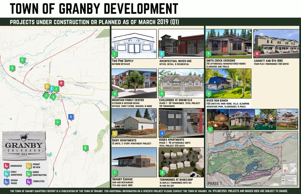 Town of Granby Development update for the 1st quarter of 2019.

These updates include projects under construction or planned as of March 2019. These maps can also be found on our website at townofgranby.com/planning