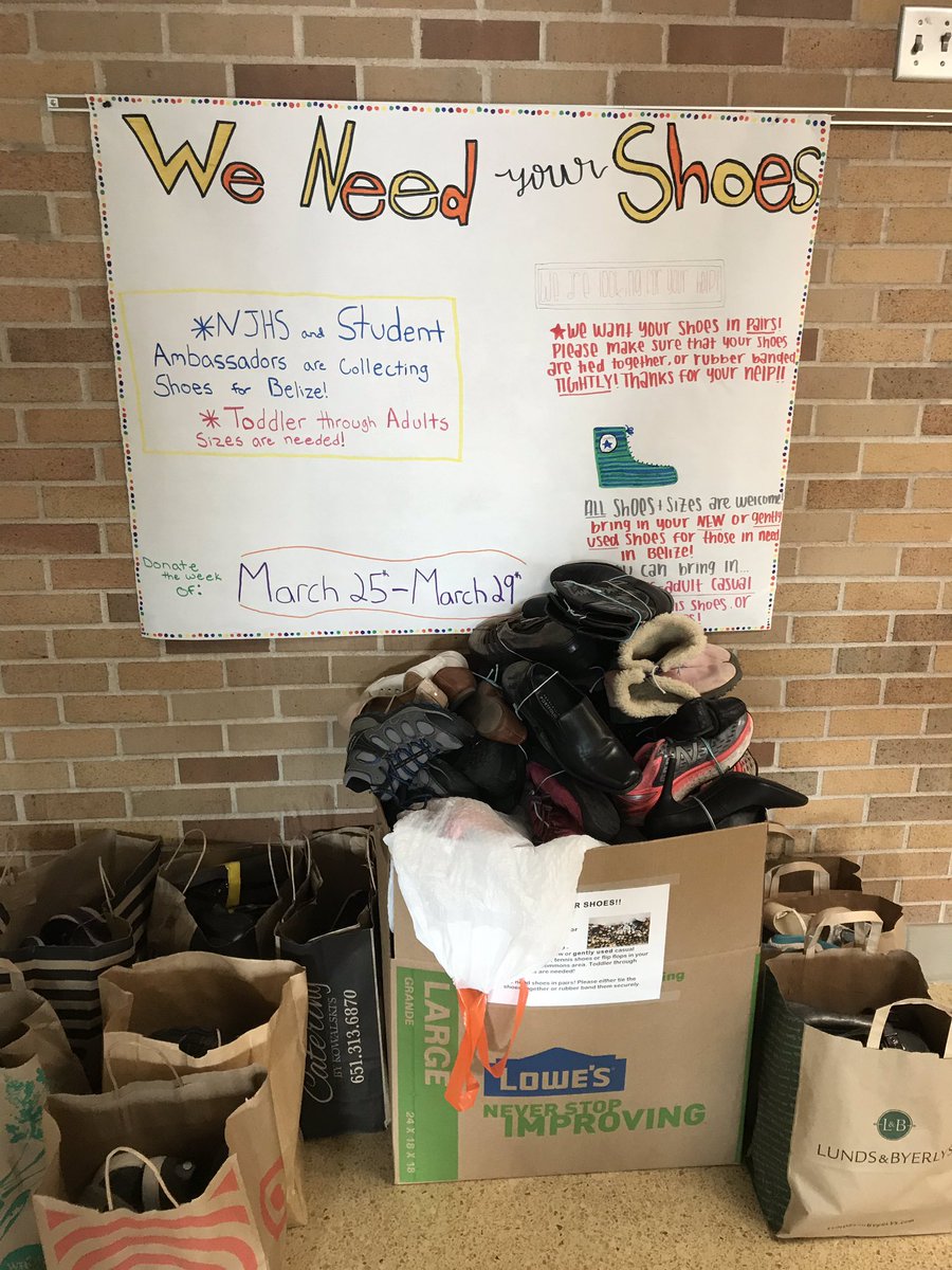 oak_landms's tweet photo. NJHS and Student Ambassadors  collected shoes this week to donate to those in need in Belize. Way to go O-L community! https://t.co/Fo6WGP8i9b