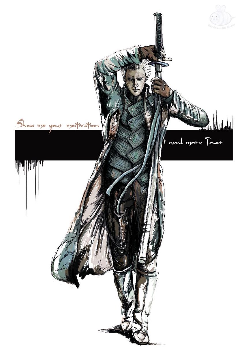Bubble_Gum_Bee's tweet photo. I really liked his pose on his render, and after finding my old ink work I thought it would be fun to combine the two looks. Devil May Cry 5 is a fantastic game and deserves a lot of love, so let's kick it off with Vergil #vergil #DMC5 #fanart https://t.co/U7UKX7a552