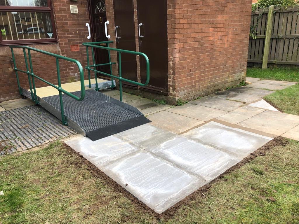 EclipseAccess1's tweet photo. Another ramp with additional groundwork completed, groundwork may need to be complete to create as safe base for the ramp and also so that client has an area to safely enter and exit the ramp. 
#eclipseaccesssolutions #wheelchairaccessible #wheelchair #modularramps #bespokeramps https://t.co/jMrDnKJ3wY