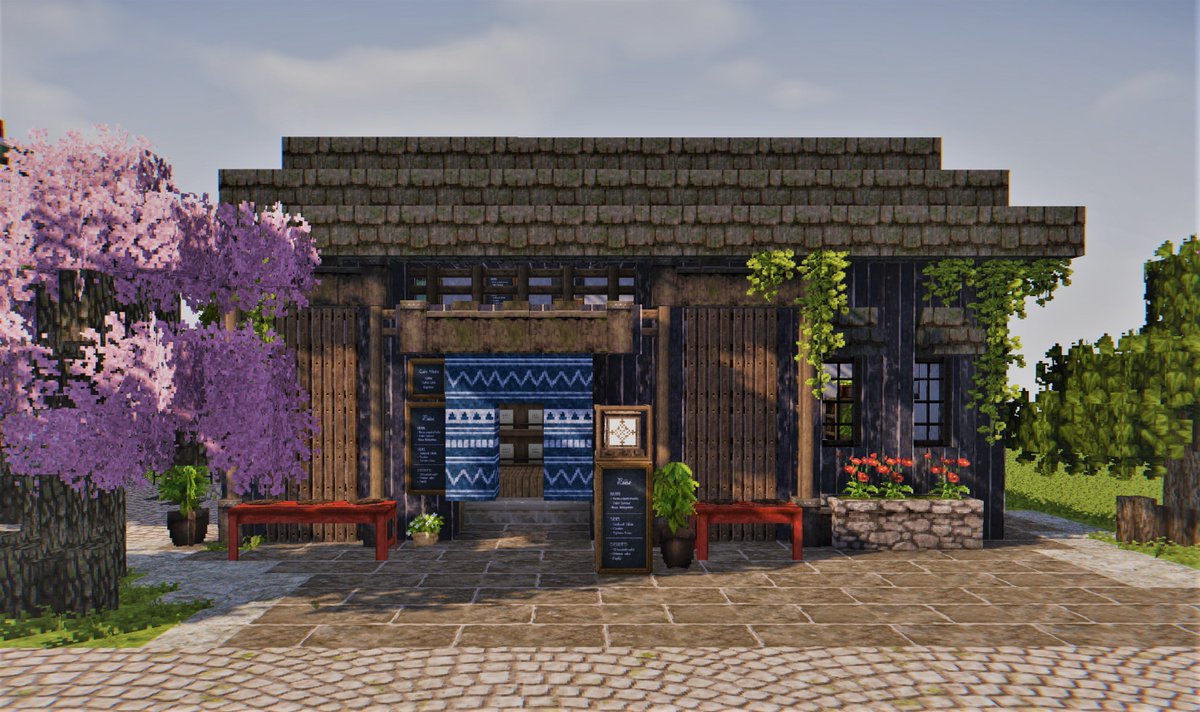 Milk猫 Auf Twitter Minecraft緑化推進委員会 Cocricot ワンコクリで作った 和モダンなカフェ を 内装も作って完成させるのが楽しいです 古民家をリノベしてカフェにしたという雰囲気が出てればいいな