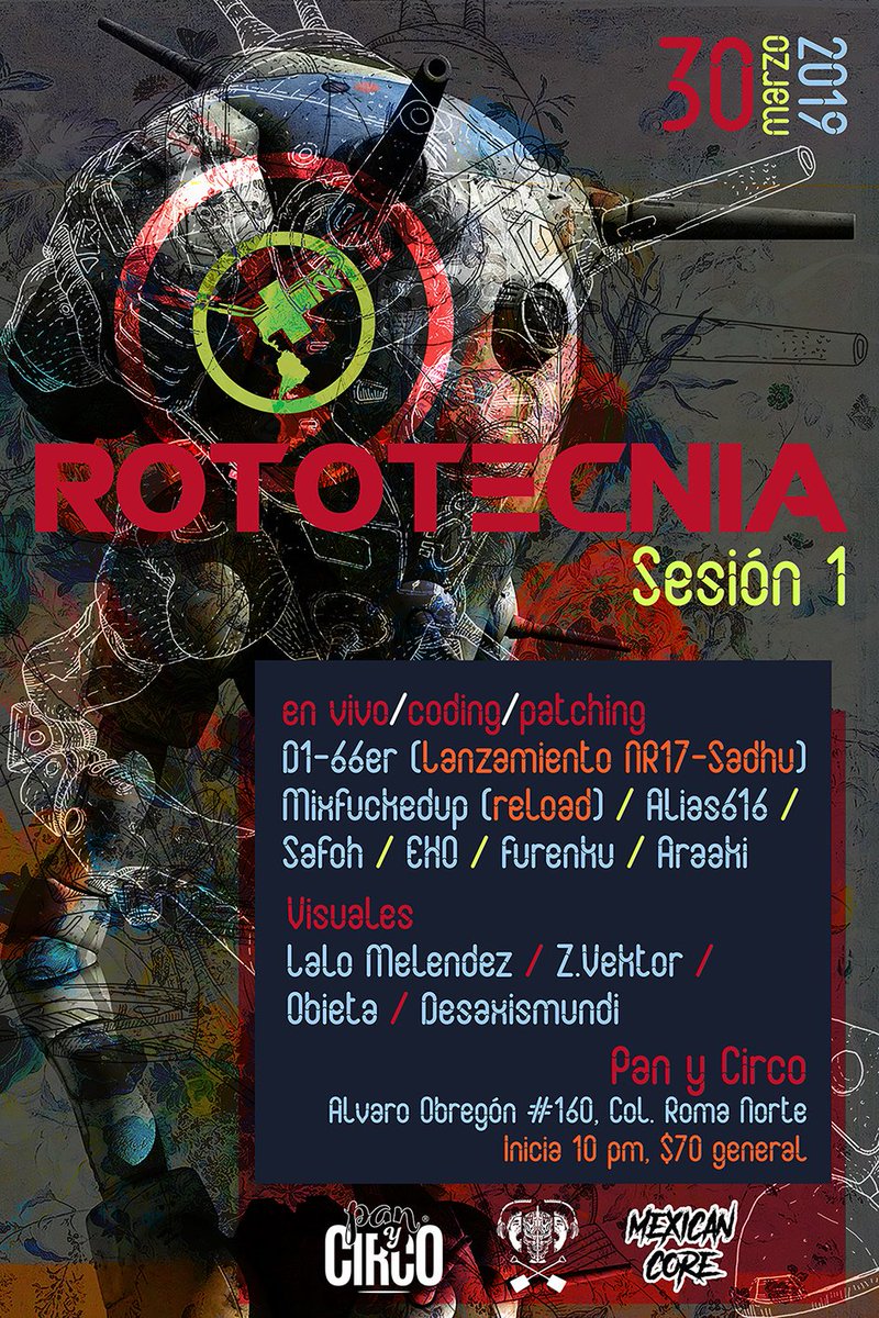 mixfuckedup's tweet photo. Mañana @nucleoroto presenta #rototecnia v1, con un #lineup de #locos
#di66er presenta su nuevo EP NR17 + #mixfuckedup esta de regreso + #alias616 + @5af0h + @laad_mx + #furenku + #araaki
Caigan en #panYCirco 9pm. https://t.co/WnCWHYE0cO