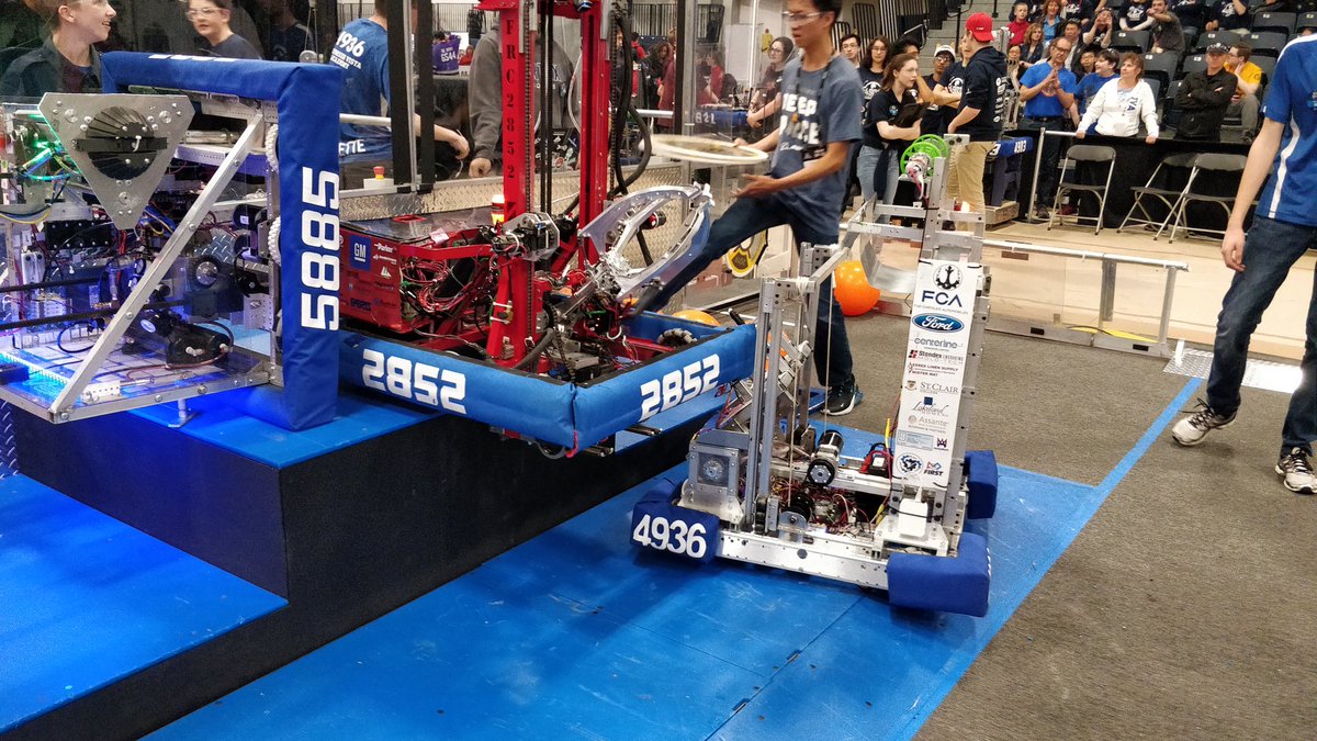 Great match with <a href="/WiredCats5885/">Villy WiredCats 5885</a> and <a href="/FRCTeam2852/">DM High Voltage 2852</a>  getting two robots on the 3rd level of the habitat! Check out this awesome move!