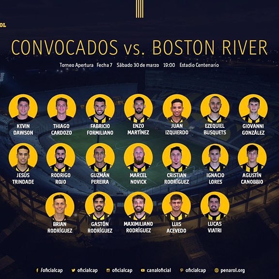 URUGUAYLATECAP's tweet photo. #Convocados vs #Boston
Vuelven #Giovanni #Busquets #BrianRod de la selección.
No están;
#Gargano (Distensión en posterior de muslo)
#Estoyanoff (tendinitis en addutores)
#ToroFernández (esguince tobillo)
#Lema (Fiebre, post vacuna fiabre amarilla)
#LucasHdez decisión técnica https://t.co/TS012jyBRD